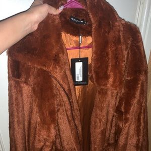 Pretty Little Thing Brown Faux Fur Coat
